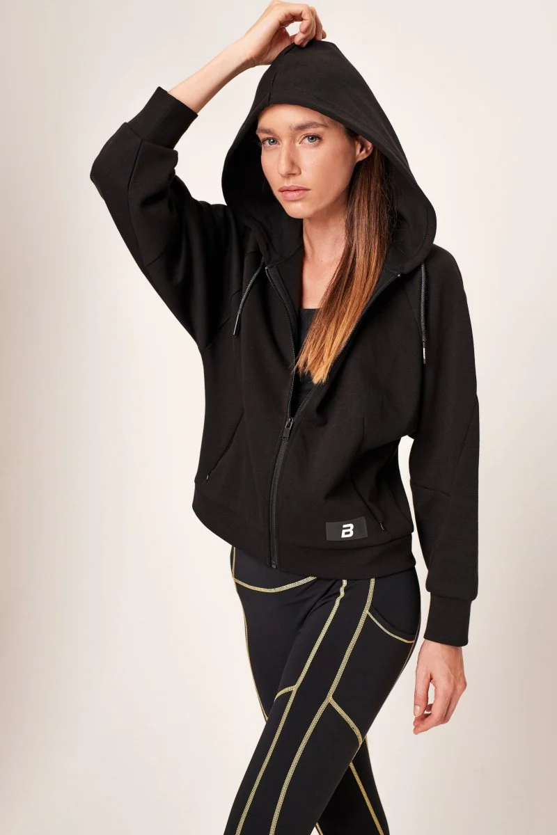 LUCY Bluza dresowa cropp z kapturem damska