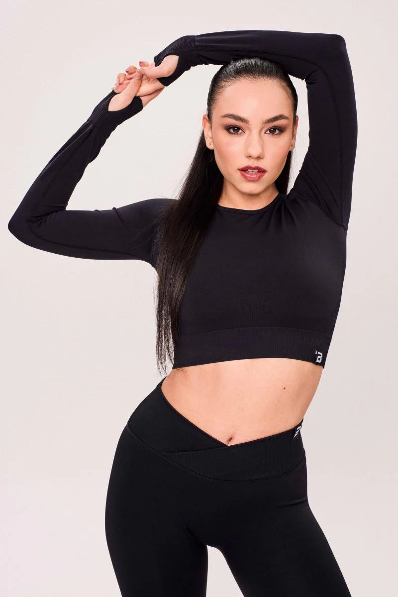 SEAMLESS LONG-SLEEVE CROP Damska bluzka